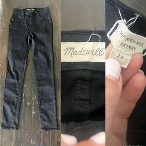 Madewell 10 inch High Rise Skinny Jeans Black Wash Size 24